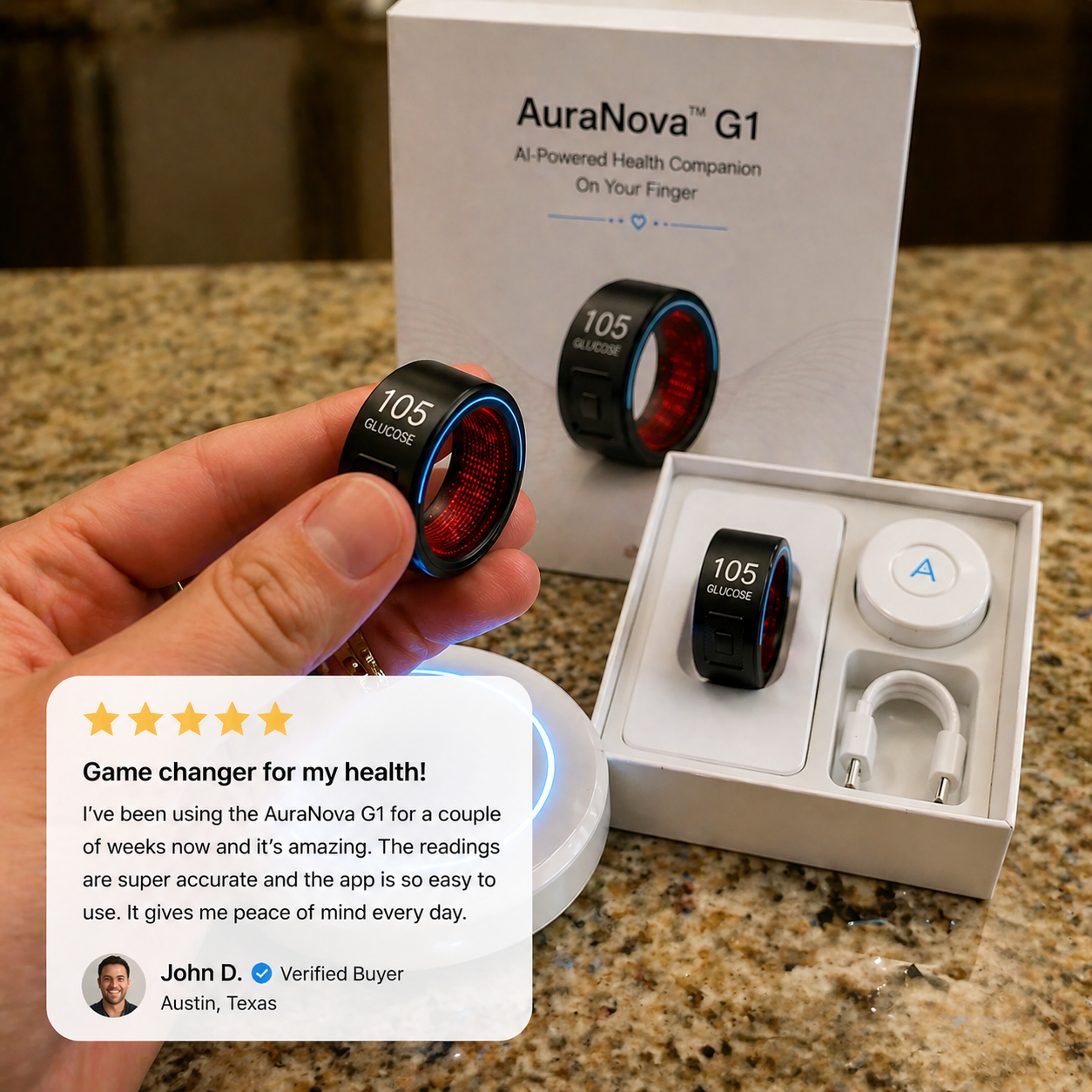 🎉 75% OFF Launch Offer🔥AuraNova™ G1 Non-Invasive Smart Ring