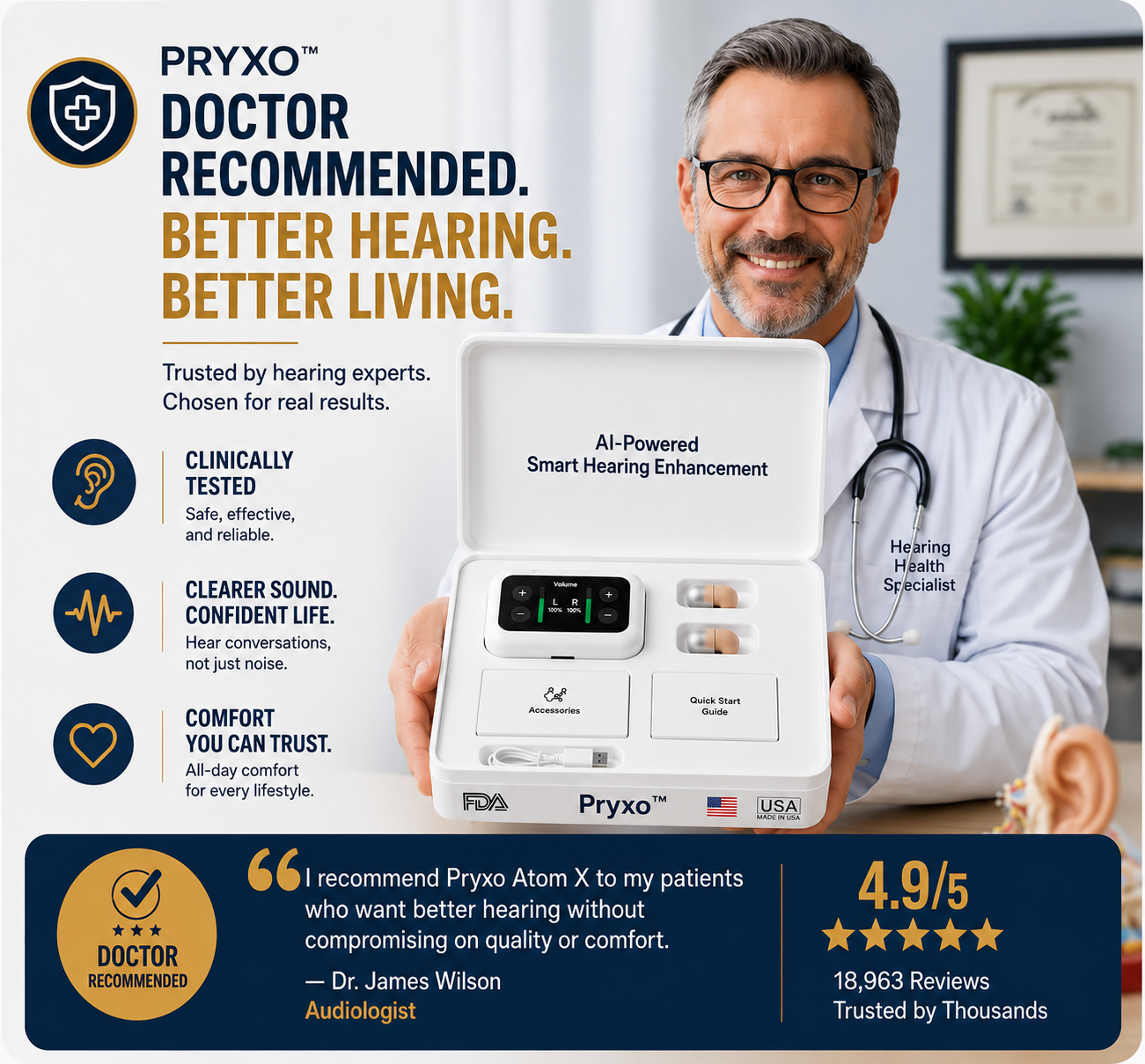 🔥 Final 2 Hours : Only Limited Stock Left🏆Pryxo® Atom X Smart Hearing Aids — Hear Clearly, Feel Confident Again 💖(Mayo Clinic Recommended）