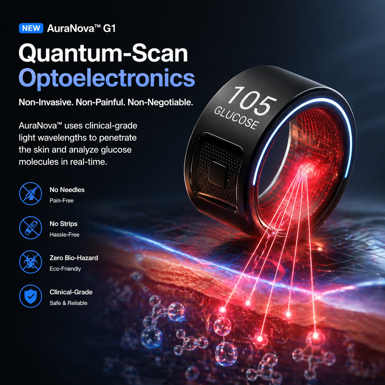🎉 75% OFF Launch Offer🔥AuraNova™ G1 Non-Invasive Smart Ring