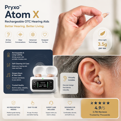 🔥 Final 2 Hours : Only Limited Stock Left🏆Pryxo® Atom X Smart Hearing Aids — Hear Clearly, Feel Confident Again 💖(Mayo Clinic Recommended）
